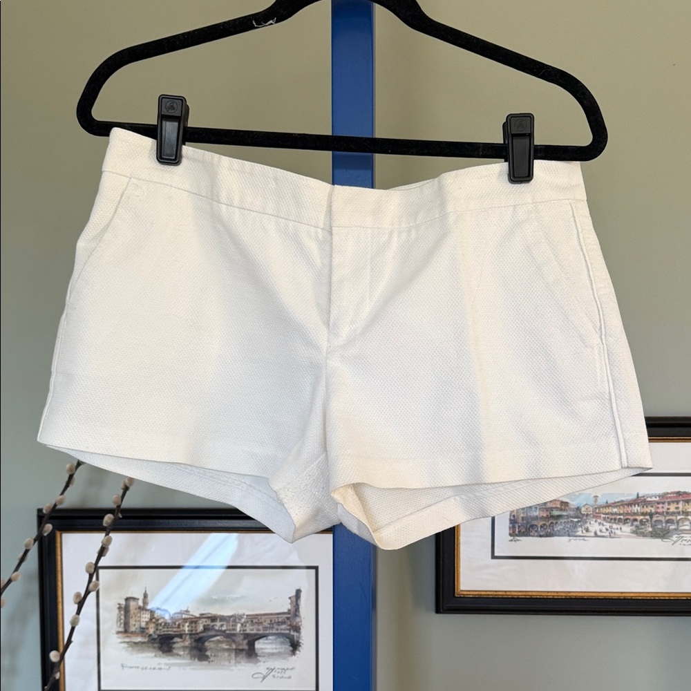 Joie White High-Waist Textured Shorts